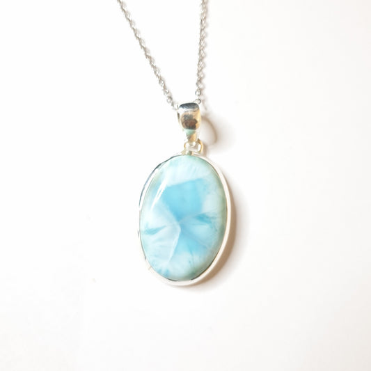 Larimar Oval Pendant |Silver