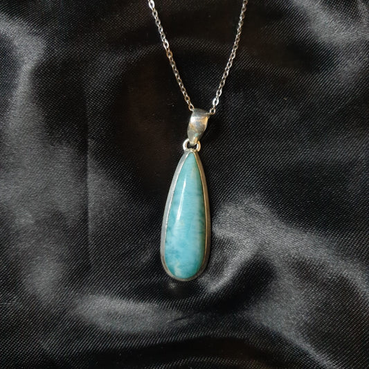 Larimar Pear Pendant |Silver
