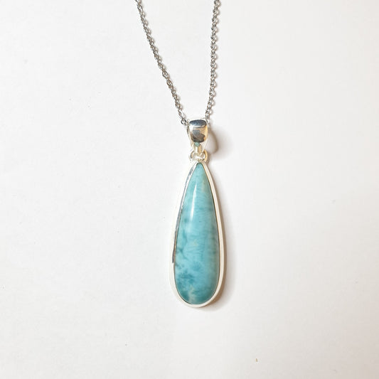 Larimar Pear Pendant |Silver