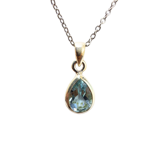 Blue Topaz Classic Pear Pendant (10x14)|Silver