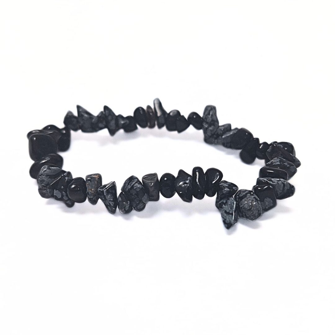 Snowflake Obsidian Chip Bracelet