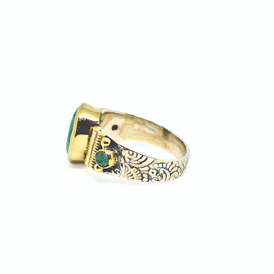 Emerald Ring |Silver & Brass
