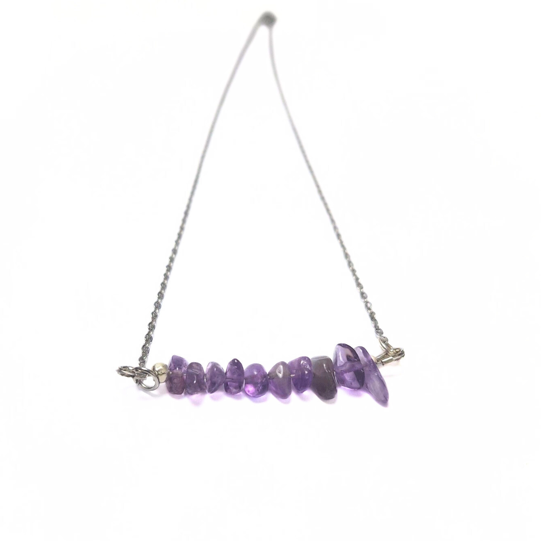 Amethyst Chip Necklace |Stainless Steel