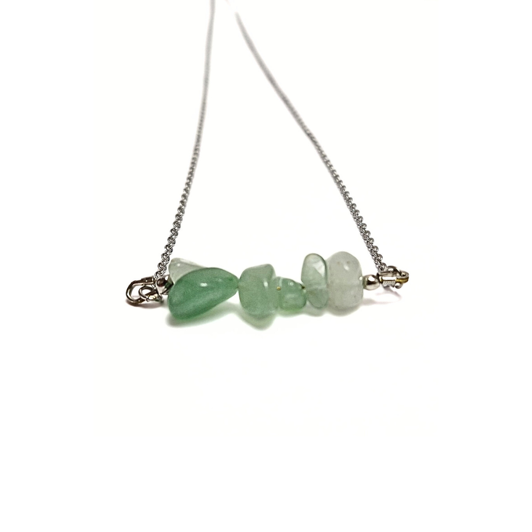 Aventurine Chip Necklace (Stainless Steel)