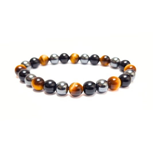 Triple Protection Bracelet (Tigers Eye, Hematite, Obsidian)