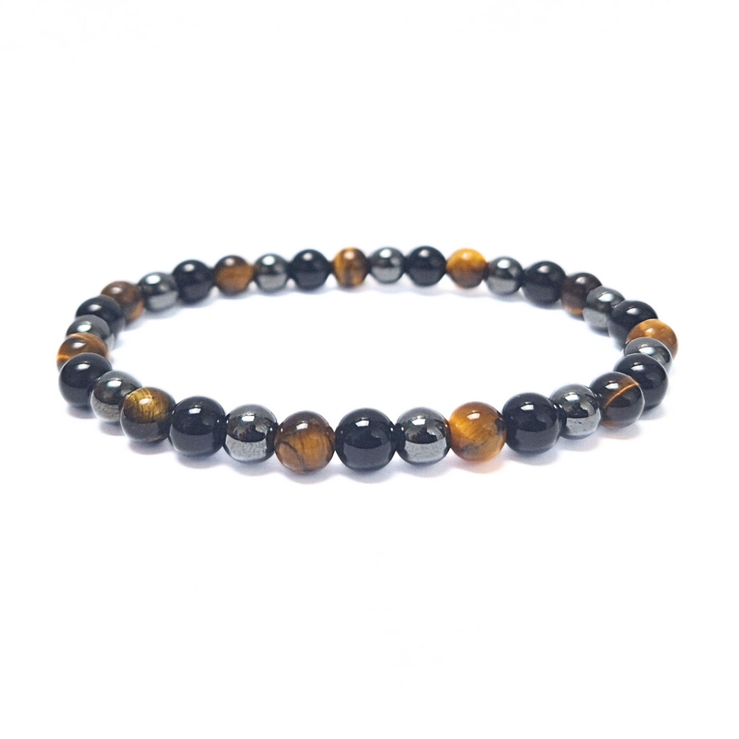 Triple Protection 6mm Bracelet (Tigers Eye, Obsidian, Hematite)