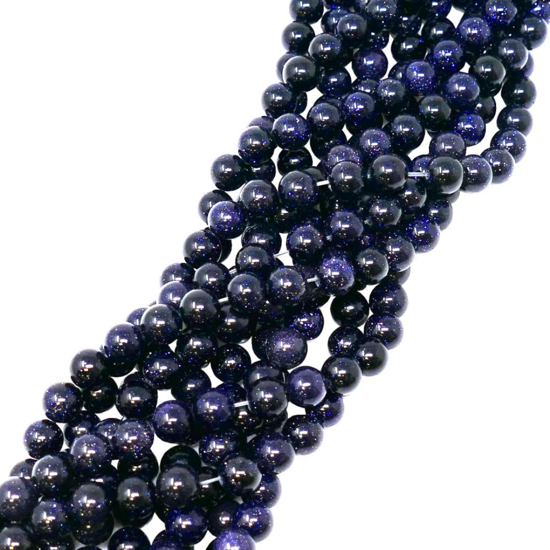 Blue Goldstone 8mm Round Loose Beads ±46pcs