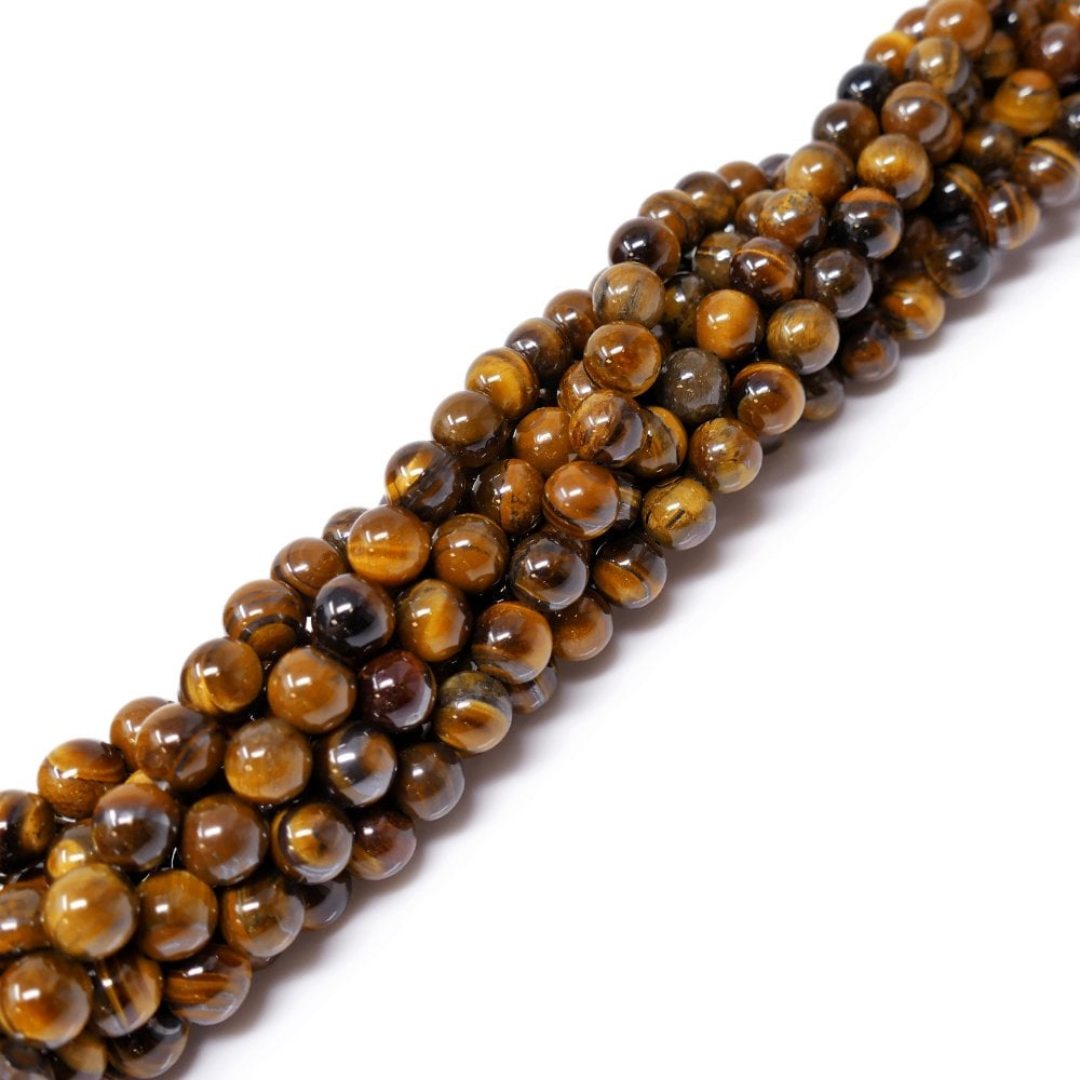 Tigers Eye B 8mm Round Loose Beads ±46pcs
