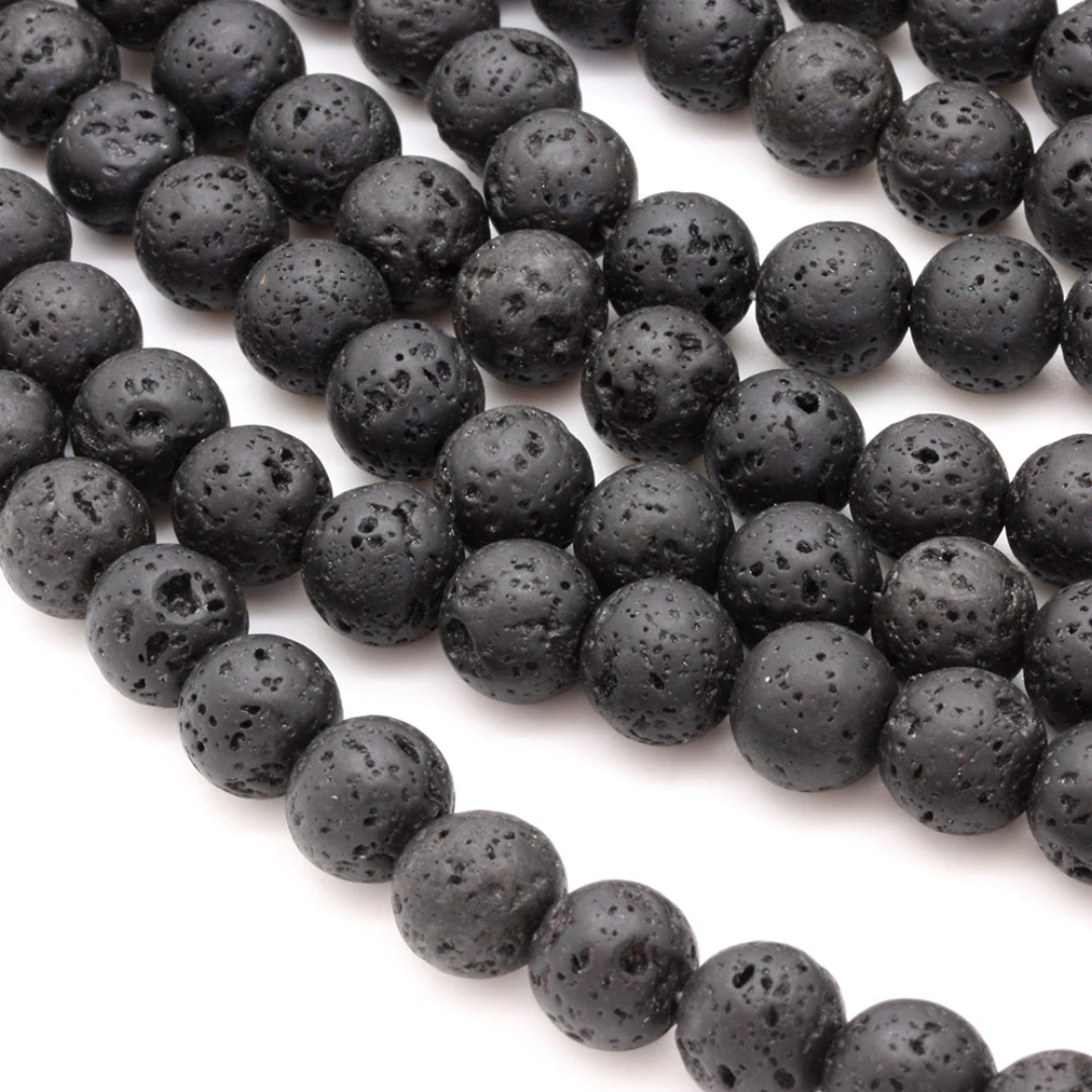 Lava Stone 8mm Round Loose Beads ±46pcs
