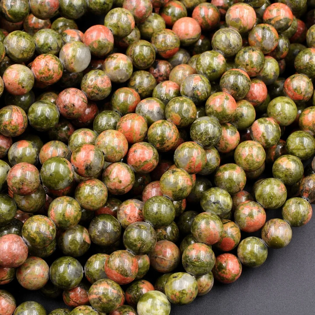 Unakite 8mm Round Loose Beads ±46pcs