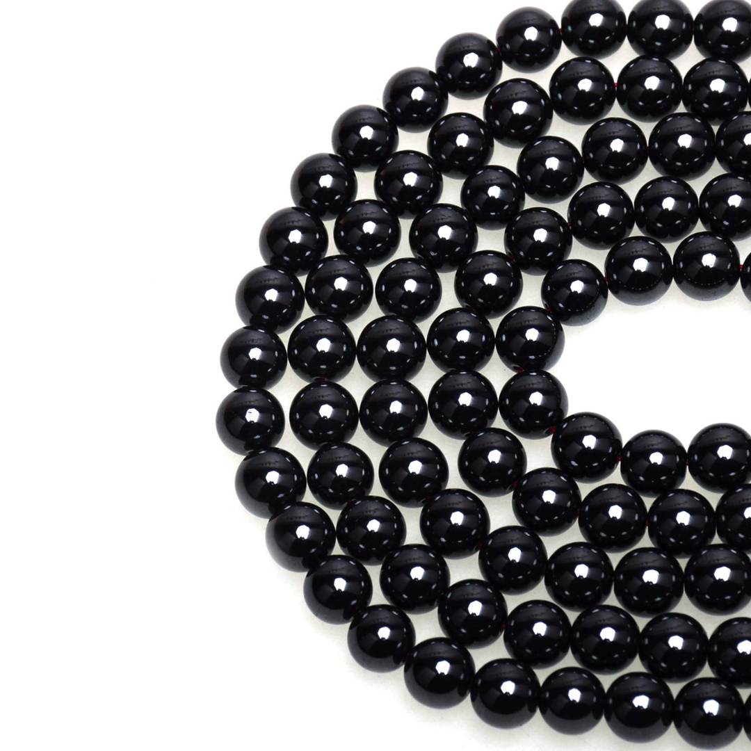 Black Obsidian 8mm Round Loose Beads ±46pcs