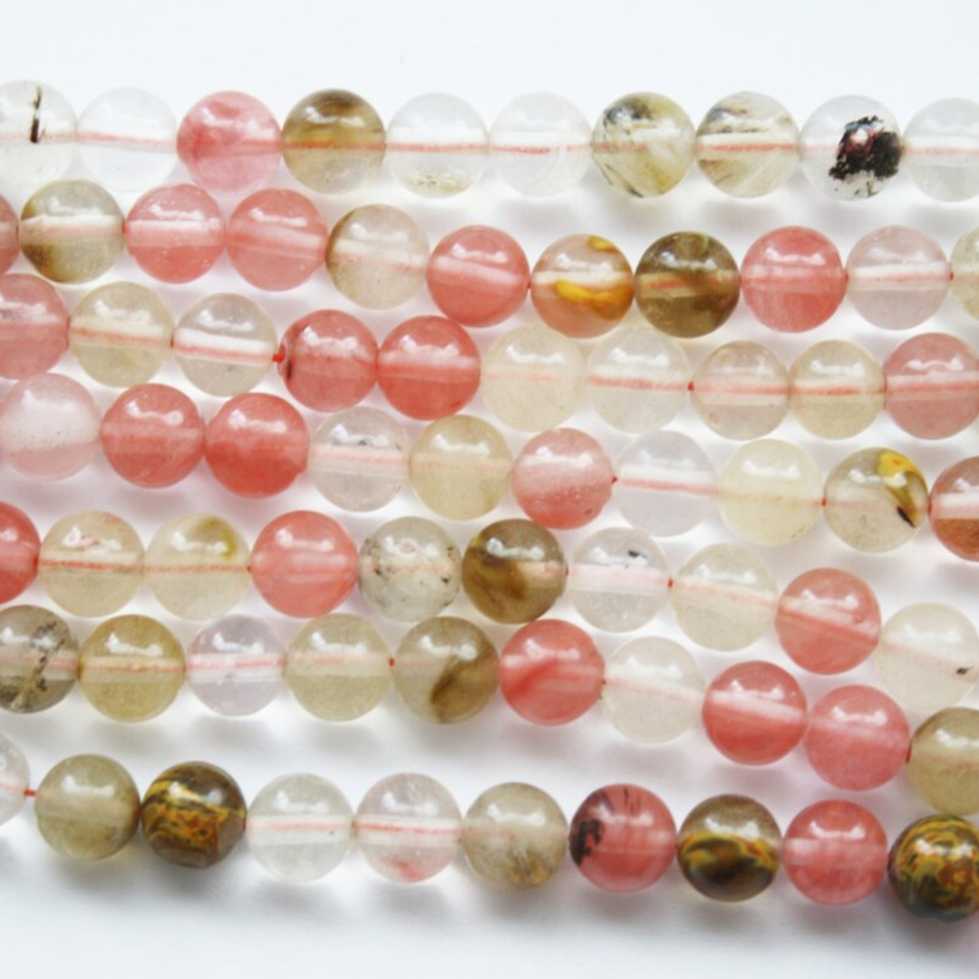 Cherry Quartz 8mm Round Loose Beads ±46pcs