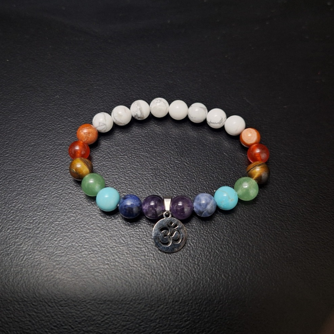 Chakra Bracelet 4 w/Aum (Howlite)