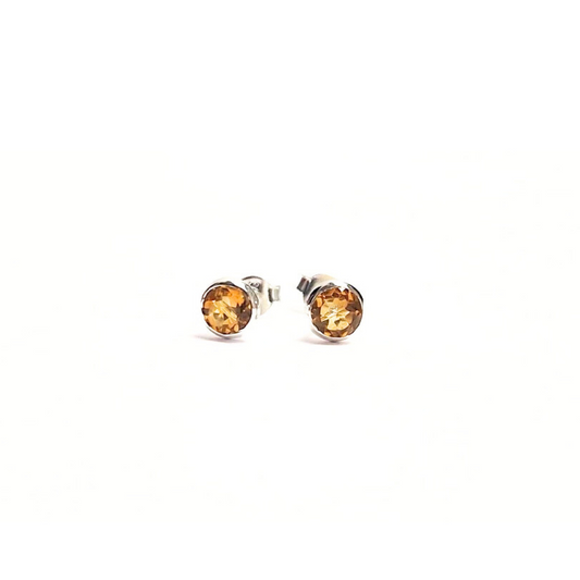 Citrine 5mm Studs |Silver