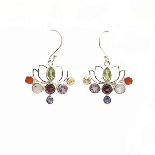 Chakra Lotus Earrings |Silver
