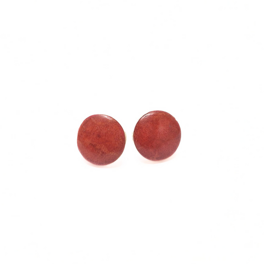 Red Coral 12mm Studs |Silver