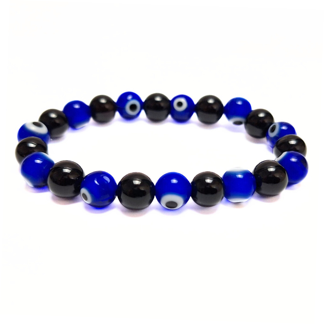 Evil Eye Glass & Onyx Bracelet