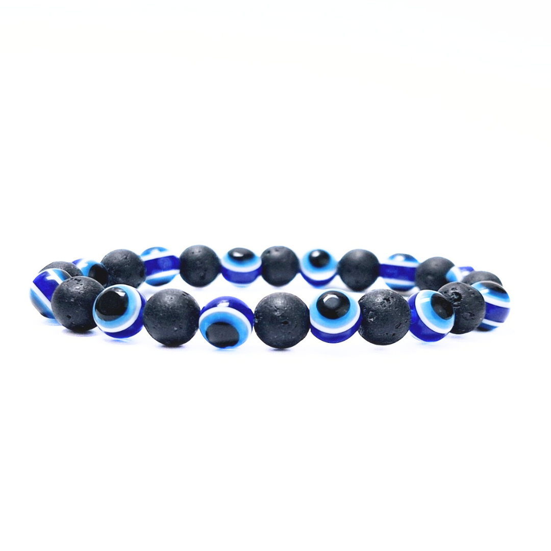 Evil Eye & Lava Stone Bracelet