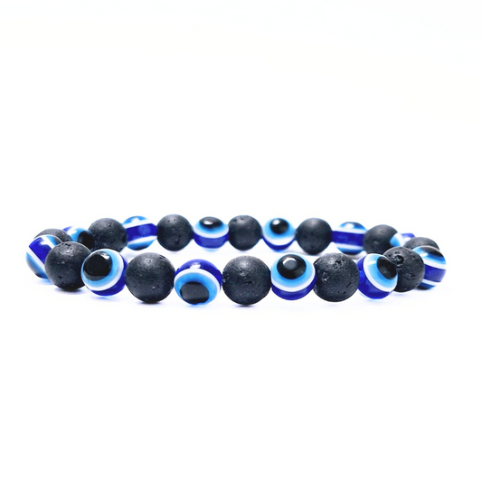 Evil Eye & Lava Stone Bracelet