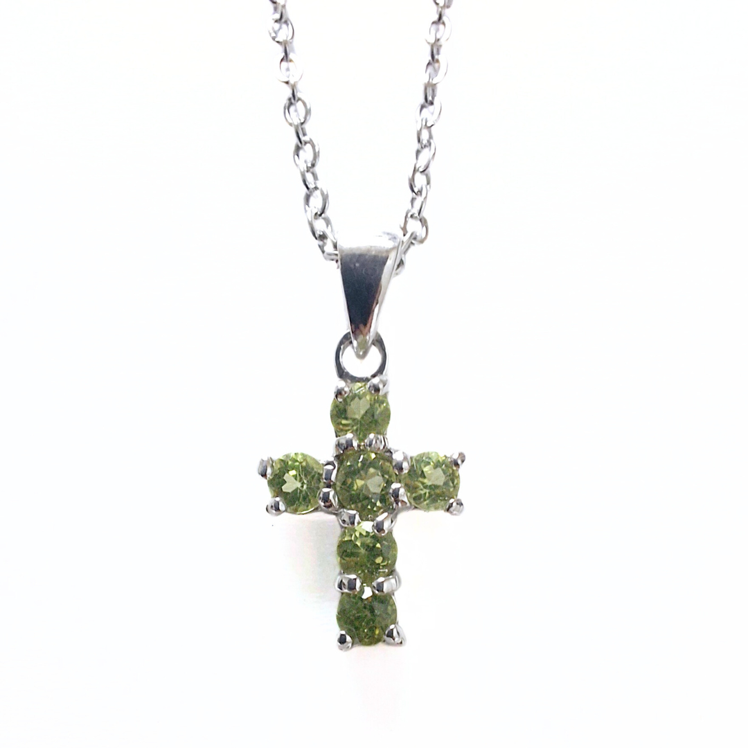 Peridot 12mm Cross Pendant |Silver