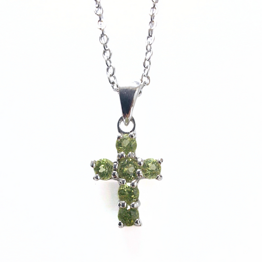 Peridot 12mm Cross Pendant |Silver