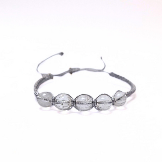 Clear Quartz 5 Bead Macrame Bracelet