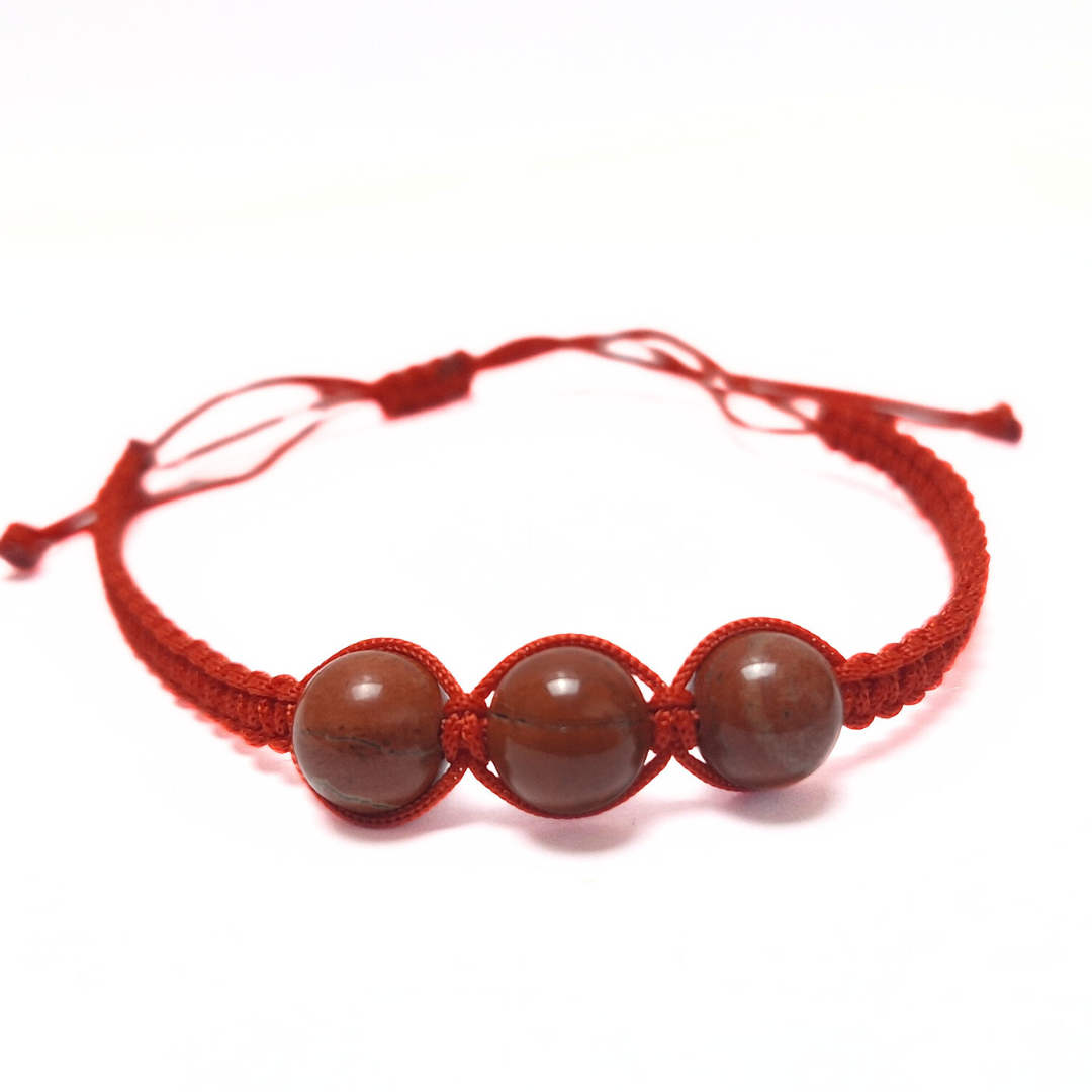 Red Jasper Macrame Bracelet (Red)