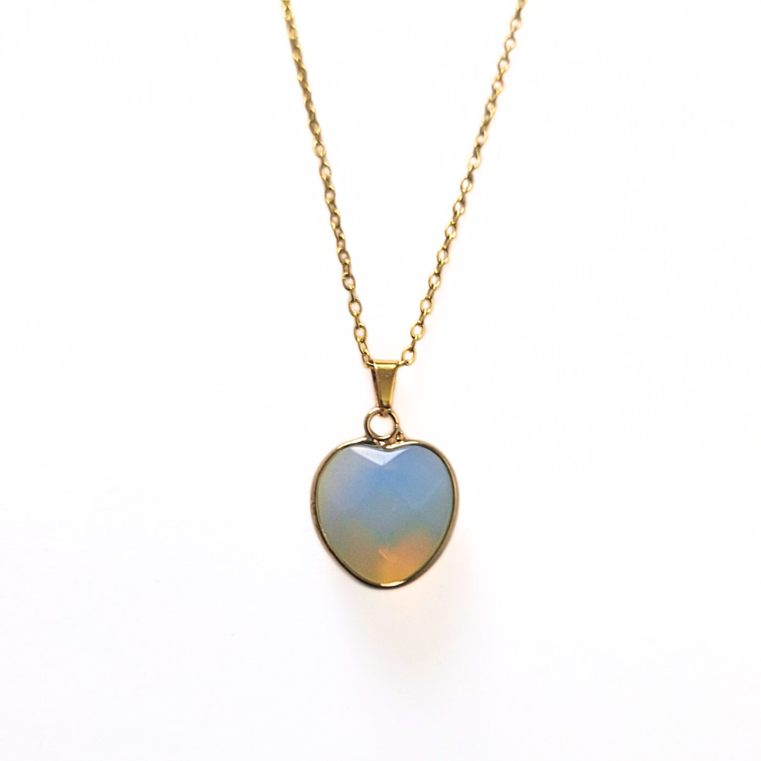 Opalite Cushion Heart Pendant