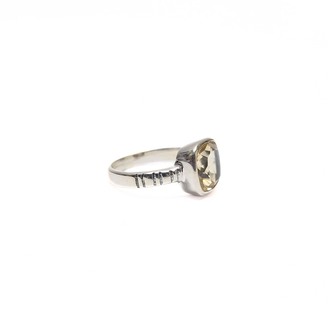 Citrine 9mm Square Ring |Silver