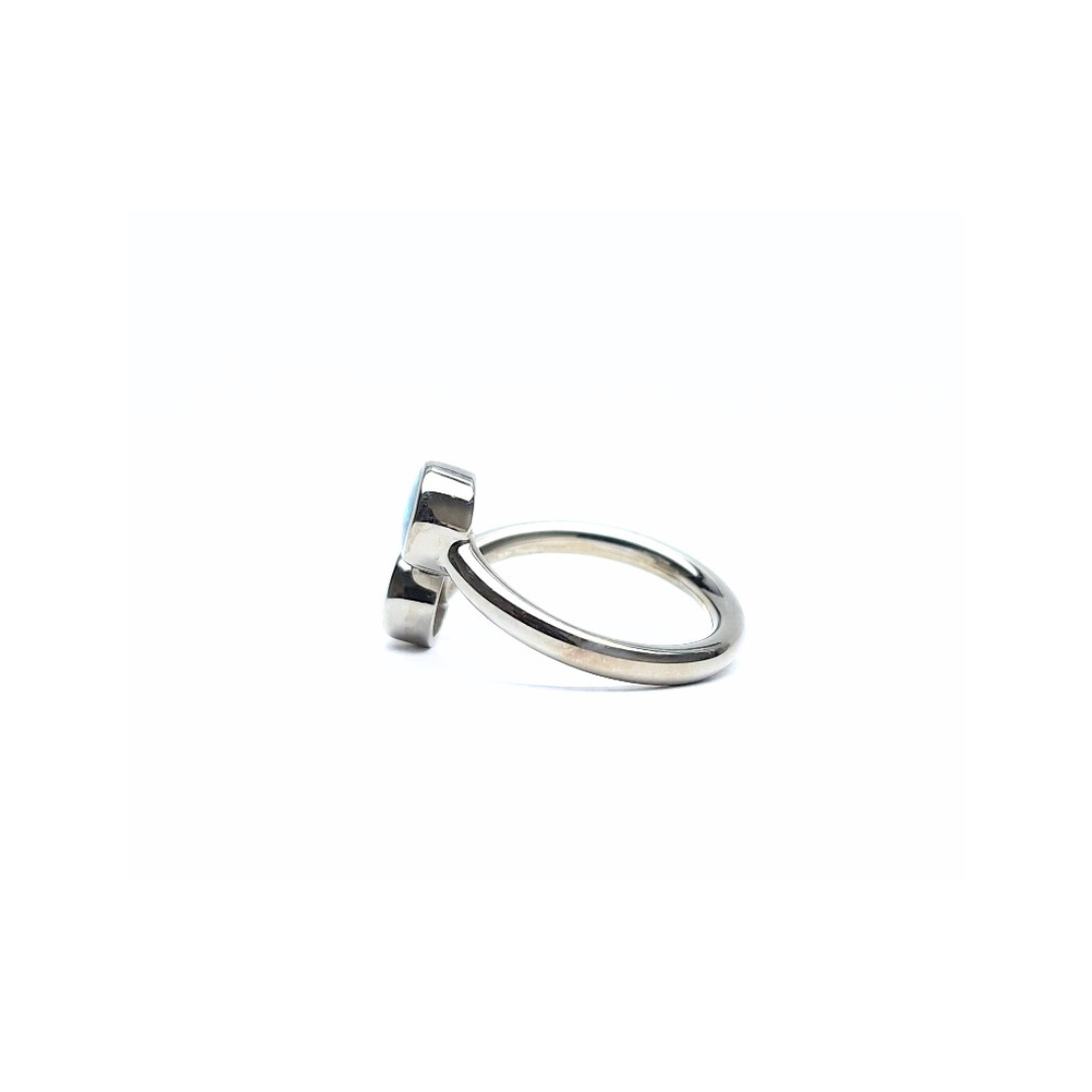 Blue Opal Double Ring |Silver