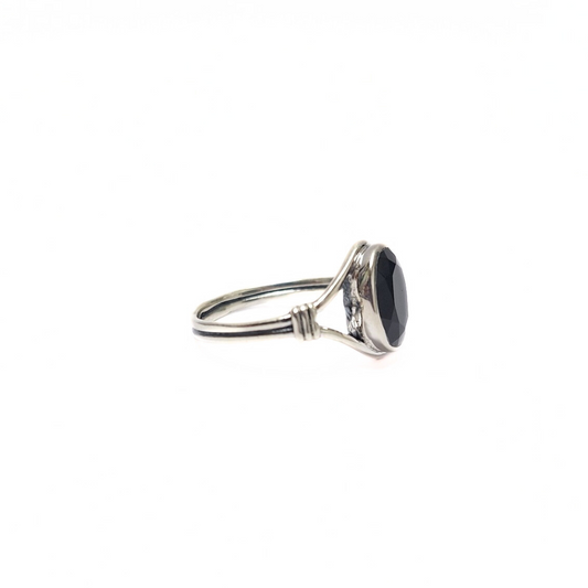 Onyx Oval Ring |Silver