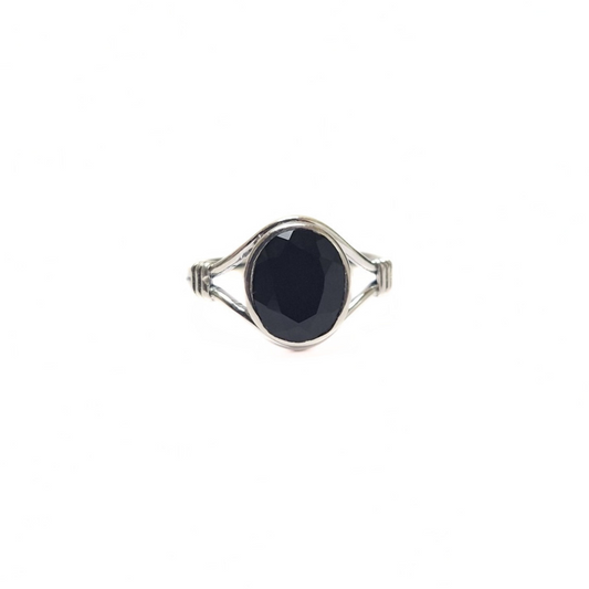Onyx Oval Ring |Silver