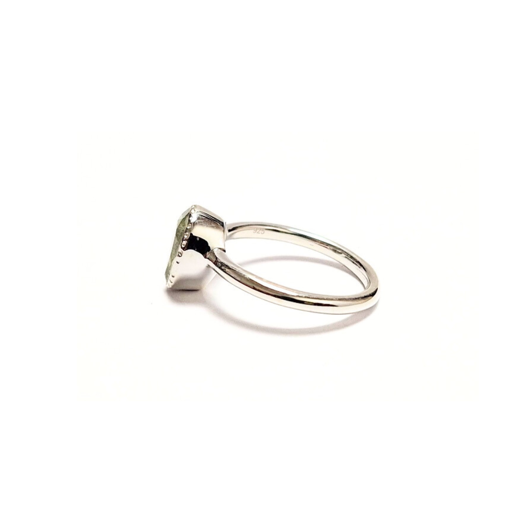Green Amethyst Tear Ring |Silver