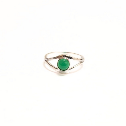 Green Onyx Eye Ring |Silver