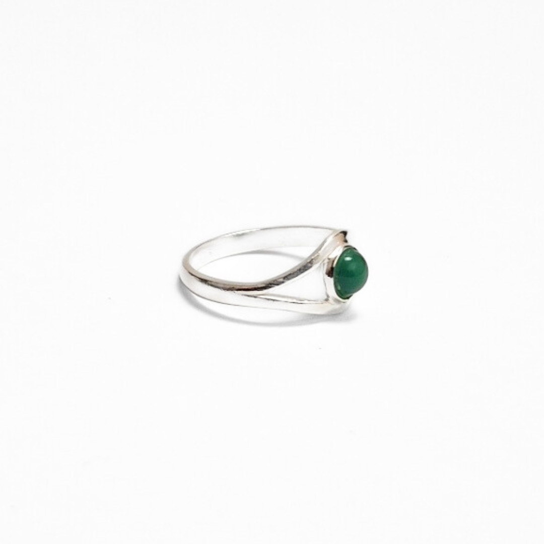 Green Onyx Eye Ring |Silver