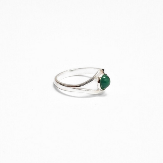 Green Onyx Eye Ring |Silver