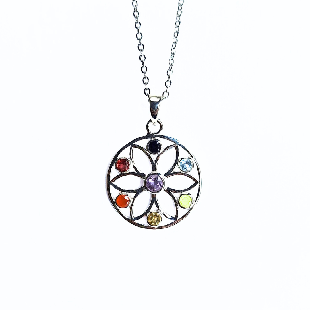 Chakra Flower Pendant |Silver