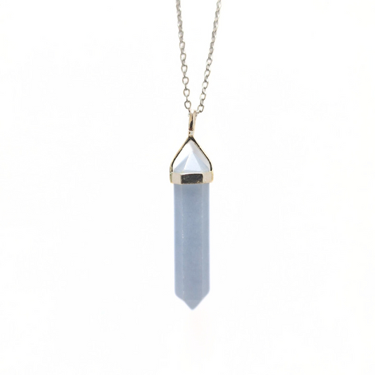 Angelite 35mm Pointed Pendant |Silver