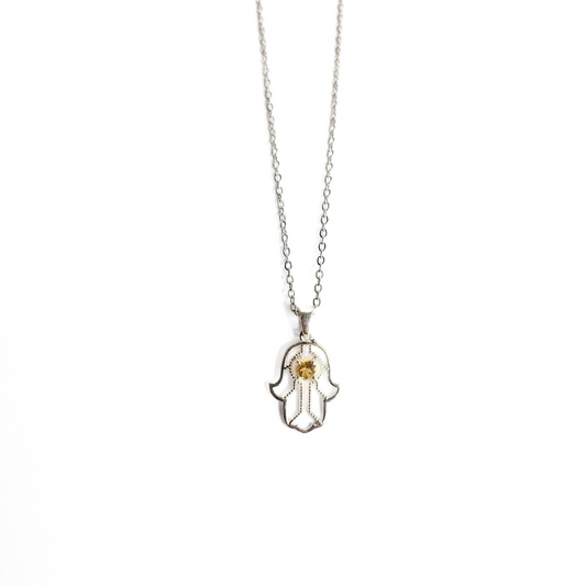 Citrine Hamsa Pendant |Silver
