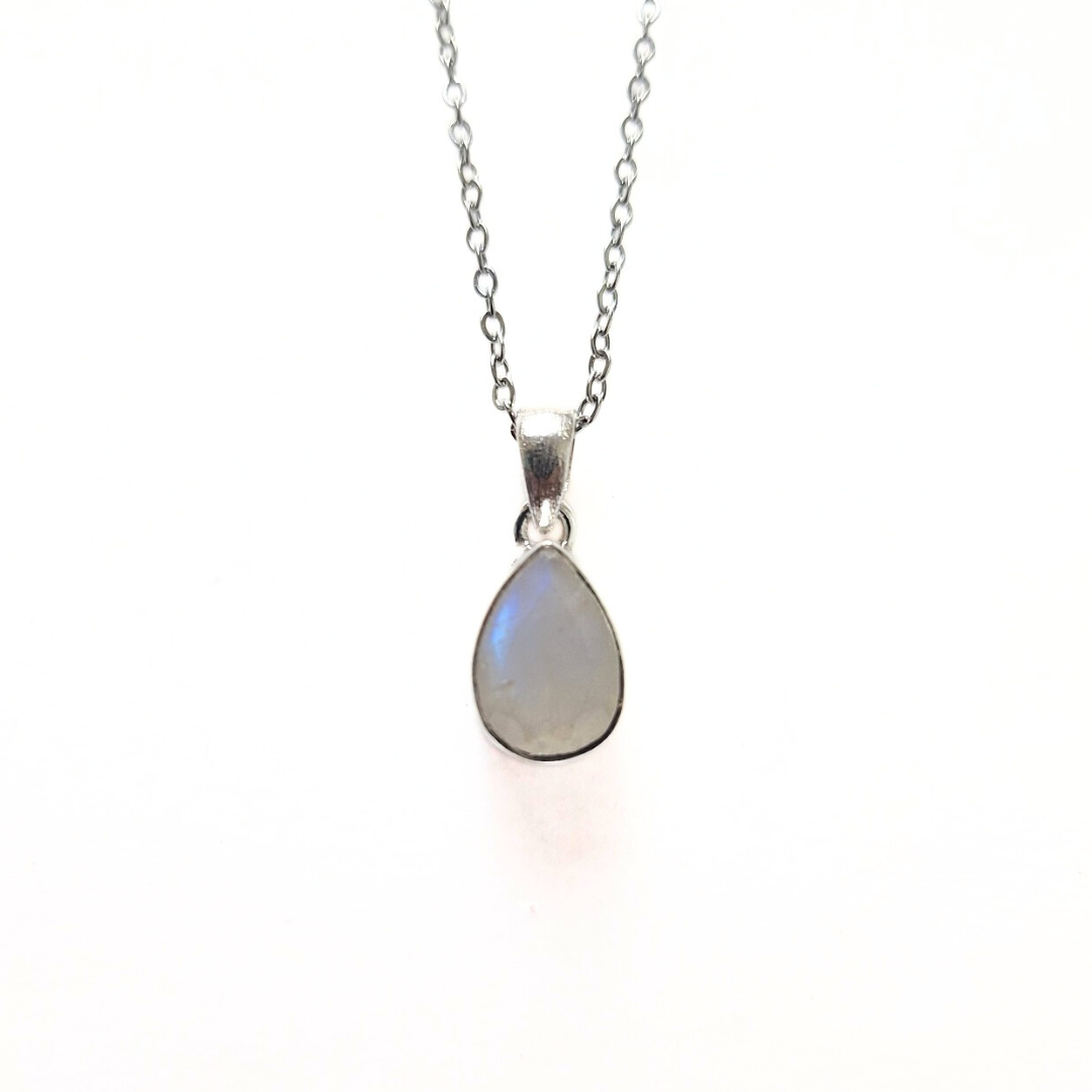 Moonstone Pear Pendant (8x10) |Silver