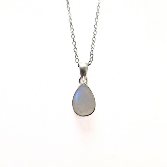 Moonstone Pear Pendant (8x10) |Silver