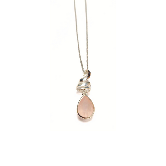 Rose quartz Twist Pendant |Silver