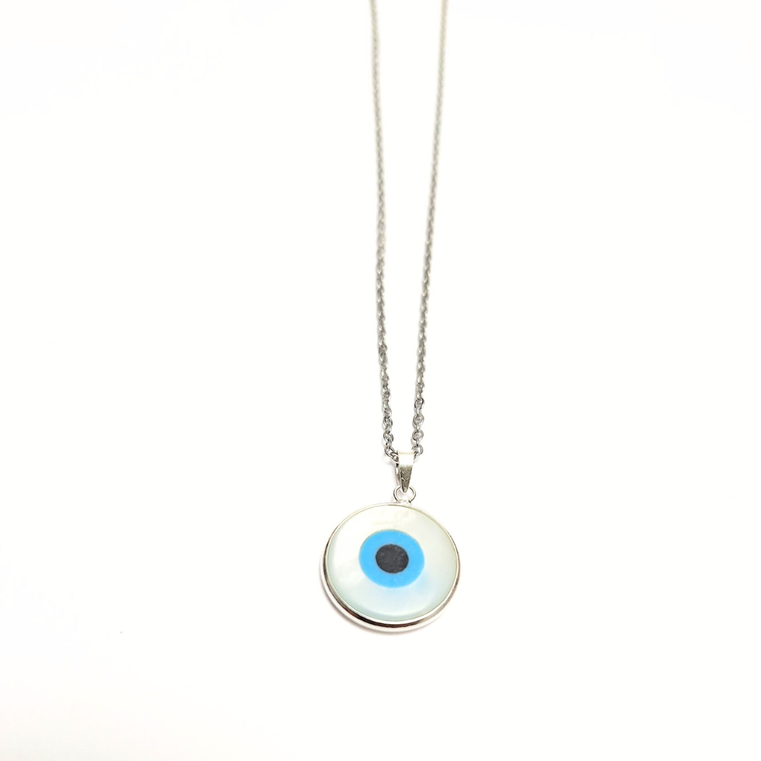 Evil Eye MOP 17mm Pendant |Silver