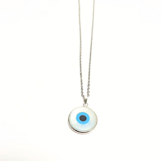 Evil Eye MOP 17mm Pendant |Silver