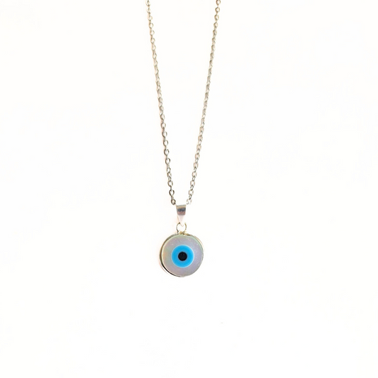 Evil Eye MOP 12mm Pendant |Silver