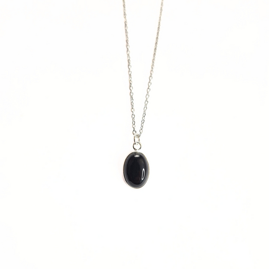 Onyx Oval Cab Pendant (10x14) |Silver