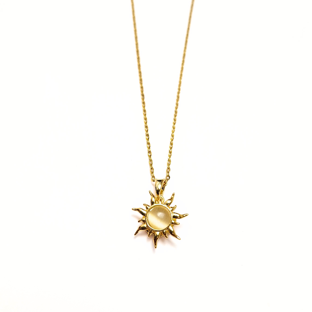 Cats Eye Sun Necklace (Gold)