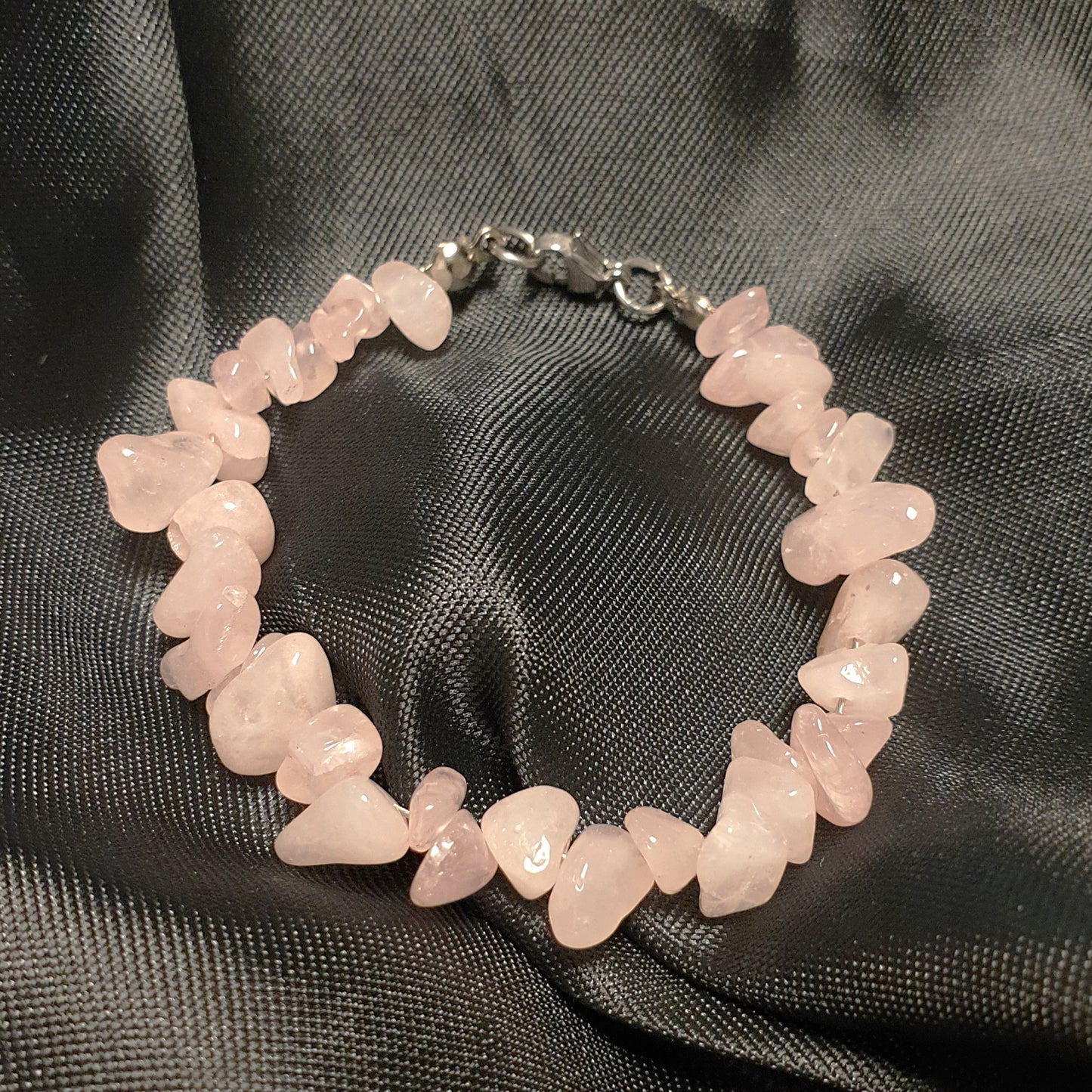 Rose Quartz Chip Bracelet (with clip)