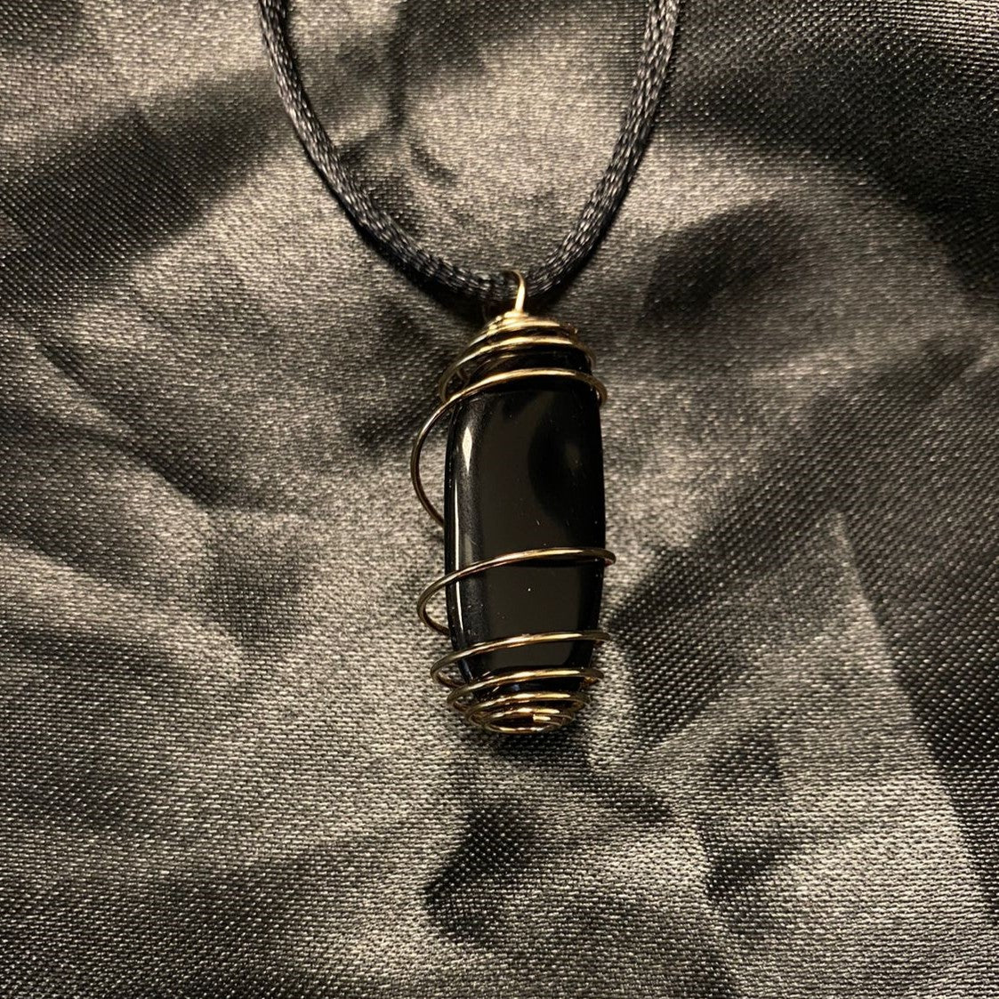 Black Obsidian Spiral Pendant
