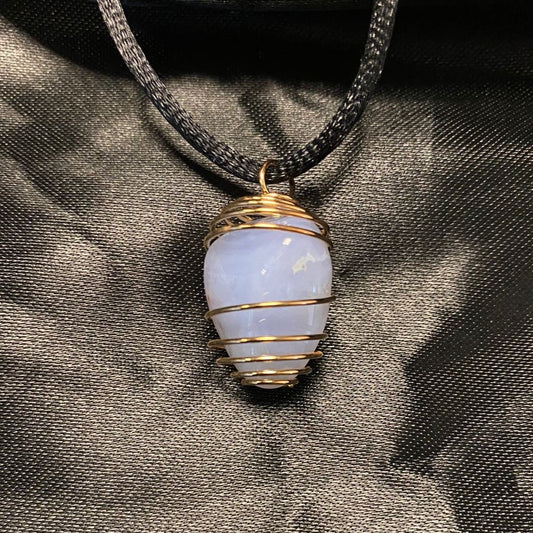 Blue Lace Agate Spiral Pendant